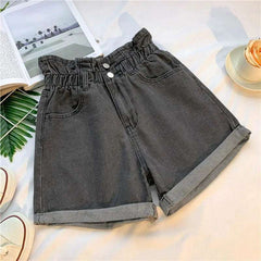High Waist A-Line Wide Leg Jeans orts Women's Cuffed Loose Slimming High Waist Flower Bud Pants Summer Casual orts