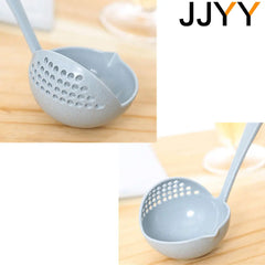 JJYY ملعقة مطبخ 2 في 1 ملعقة بمقبض طويل مصفاة بلاستيكية أدوات مائدة ملعقة وعاء ساخن