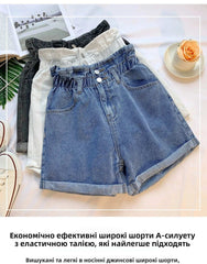 High Waist A-Line Wide Leg Jeans orts Women's Cuffed Loose Slimming High Waist Flower Bud Pants Summer Casual orts