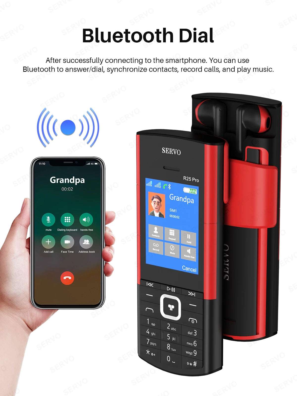 SERVO R25 PRO Originality Mobile Phone Dual SIM 2GGSM TWS Super Sound Blacklist Bluetooth Dial Speed Dial Auto Call Record Torch