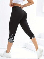 Mesh High Waist Yoga Pants Capri Leggings For Women, Tummy Control Workout Capri Leggings, Women's Activewear