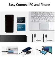 External Hard Drive Portable SSD 16TB External Solid State Drive USB 3.0 Type C Hard Disk High Speed Storage for PC Phone 16 15