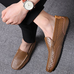 Summer Luxury Brand Men Casual Shoes Soft Genuine Leather Mens Loafers Moccasins Italian Designer Breathable Slip on Boat Shoes