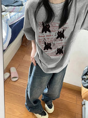 Cute Cartoon  ort Sve T-irt Women's Summer Casual Loose Fit plus Size American Sle Cotton Top Korean Version
