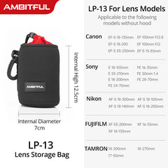 حقيبة عدسات كاميرا جديدة من AMBITFUL، حقيبة برباط، مقاس SML XL، لكاميرا Canon Sony Nikon DSLR، حافظة أسطوانية للعدسات مزودة بخطاف