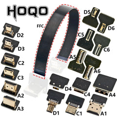 كابل مرن مسطح متوافق مع موصل HDMI من شريط FPV Raspberry Pi 4 Micro HDMI إلى HDMI/Mini HDMI أنثى بزاوية 90 درجة FFC 20 سنًا