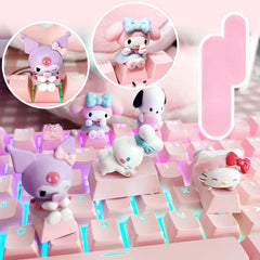 Single Keycap for Cross Axis Mechanical Keyboard Special Keycap Cute KT Kuromi Melody Pink Additional Keycap