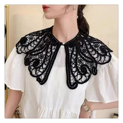Women Shrugs Lace Hollow Out Female Summer Casual All-match Shawls Simple Scarf-collar Sleeveless Knitted Tops Korean Style Chic