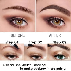 4 Splitted Head Eyebrow Pencil Long Last  Smudge Proof Waterproof Sweat Proof High Pigmented Easy Applying Liquid Eyebrow Pencil