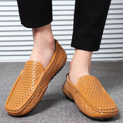 Summer Luxury Brand Men Casual Shoes Soft Genuine Leather Mens Loafers Moccasins Italian Designer Breathable Slip on Boat Shoes
