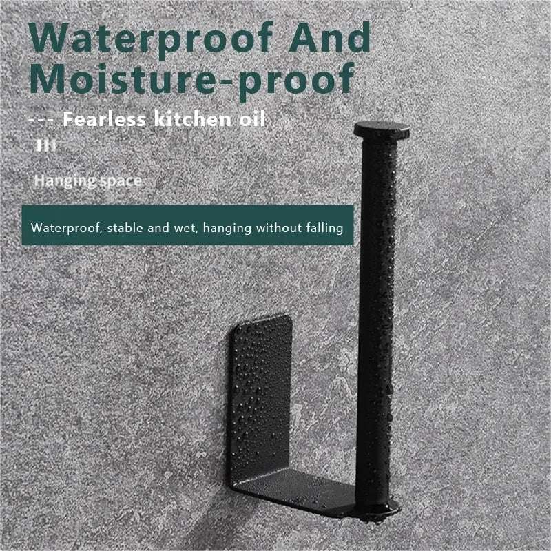 Self Adhesive Toilet Paper Towel Holder Punch-free Roll Paper Holder Kitchen Hook Storage Holder Stainless Steel Wall Mount Hook