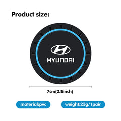 2Pcs Car Silicone Coaster Anti-Slip Water Cup Drink Mat For Hyundai Creta SantaFe Kona Genesis Equus Coupe Azera ioniq