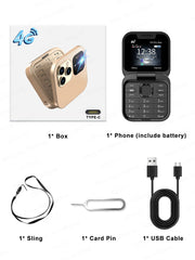 هاتف محمول جديد SERVO i16 Pro Max صغير الحجم قابل للطي، شبكة 4G، شريحتي اتصال، وضع الاستعداد، تسجيل المكالمات، اتصال سريع، FM، هاتف محمول صغير قابل للطي مقاس 1.77 بوصة