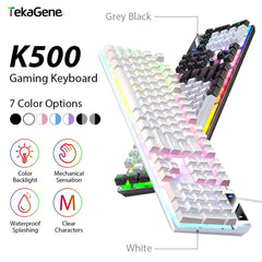 K500 Keyboard Mixed Color White Pink Keycaps 104 Keys Wired Gaming Keyboard for Laptop PC