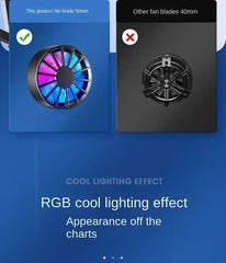Phone Radiator RGB Light Air-cooled Light Weight Magnetic Low Noise Cooling Fan for Phone Tablet PUGB Genshin Game Fast Cooling