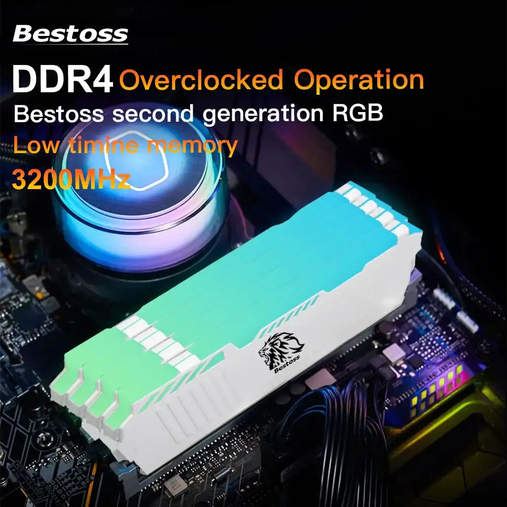 Bestoss Memoria RAM RGB DDR4 8GB 16GB 32GB (2x16GB) Kit 3200 3600MHz 288pin 1.2V DIMM RAM For Desktop