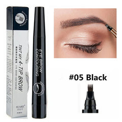 5 Colors 1pc Eyebrow Pen Waterproof 4 Split Tip Eyebrows Pen Eyebrow Tattoo Pen Waterproof Liquid Black Eyebrow Makeup Pencil