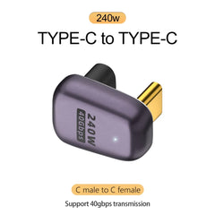 موصل شاحن USB 4.0 PD 240 واط 8K 60 هرتز لجهاز Macbook 40 جيجابت في الثانية عالي السرعة USB C OTG محول بزاوية مستقيمة على شكل حرف U ذكر إلى أنثى