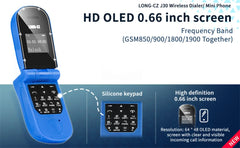 UNIWA J30 2G هاتف محمول صغير قابل للطي ببطاقة واحدة صدفية زر ضغط لاسلكي بلوتوث اتصال صوتي سحري سماعة أذن بدون استخدام اليدين