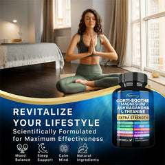 Corti-Soothe Cortisol Supplement - Manage Stress, Maintain Calm & Support Adrenal Health,with Magnesium, Ashwagandha, L-Theanine