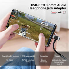 محول سماعات أذن وشاحن USB C إلى 3.5 مم 2 في 1 من النوع C إلى مقبس ميكروفون Aux، مع دونجل تشفير الشحن السريع PD 100 وات.