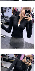 Fitness Sports Jacket Women's Zipper Long-sleeved Stand-up Jacket Quick-drying Training Yoga Clothes Summer Breathable Top