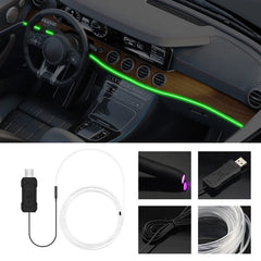 2/3M Car Interior RGB LED Light Strip Ambient Neon Invisible Light USB Fiber Optic Atmosphere Lamp support APP Control