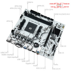 لوحة أم MACHINIST B450، معالج AMD، ذاكرة DDR4 ثنائية القناة، لوحة أم AM4، M.2 NVME (تدعم معالج Ryzen 5500 5600 5600G)