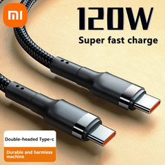 شاحن شاومي السريع 120 واط PD شحن سريع عالي الجودة كابل USB C إلى USB Type C لهاتف iPhone 15 Plus Pro Max Samsung S24
