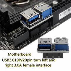 Female Motherboard Adapter USB 3.0 19 20 Pin Socket to Dual USB 3.0 A Splitter Anti-Interference Ability Stability
