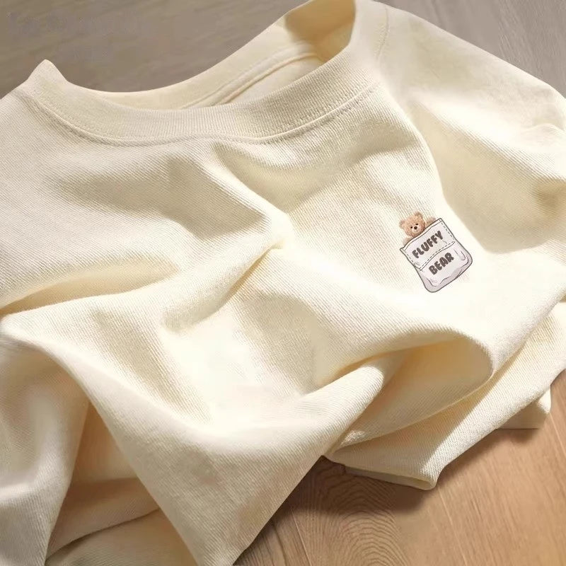 Special Offer~ Brand New Loose Cotton Printed ort Sve T-irt for Couples Men Women Faionable Sun Protection Clothing