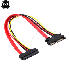 أحدث كابل SATA بطول 0.3 متر، 22 سنًا، ذكر إلى أنثى، 7+15، 22 سنًا، موصل تمديد كابل بيانات SATA تسلسلي ATA، موصل تمديد كابل الطاقة