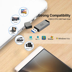 محرك أقراص فلاش USB 3.0 الأصلي من شاومي بسعة 2 تيرابايت وسعة تخزين كبيرة ونقل عالي السرعة وسعة تخزين مقاومة للماء