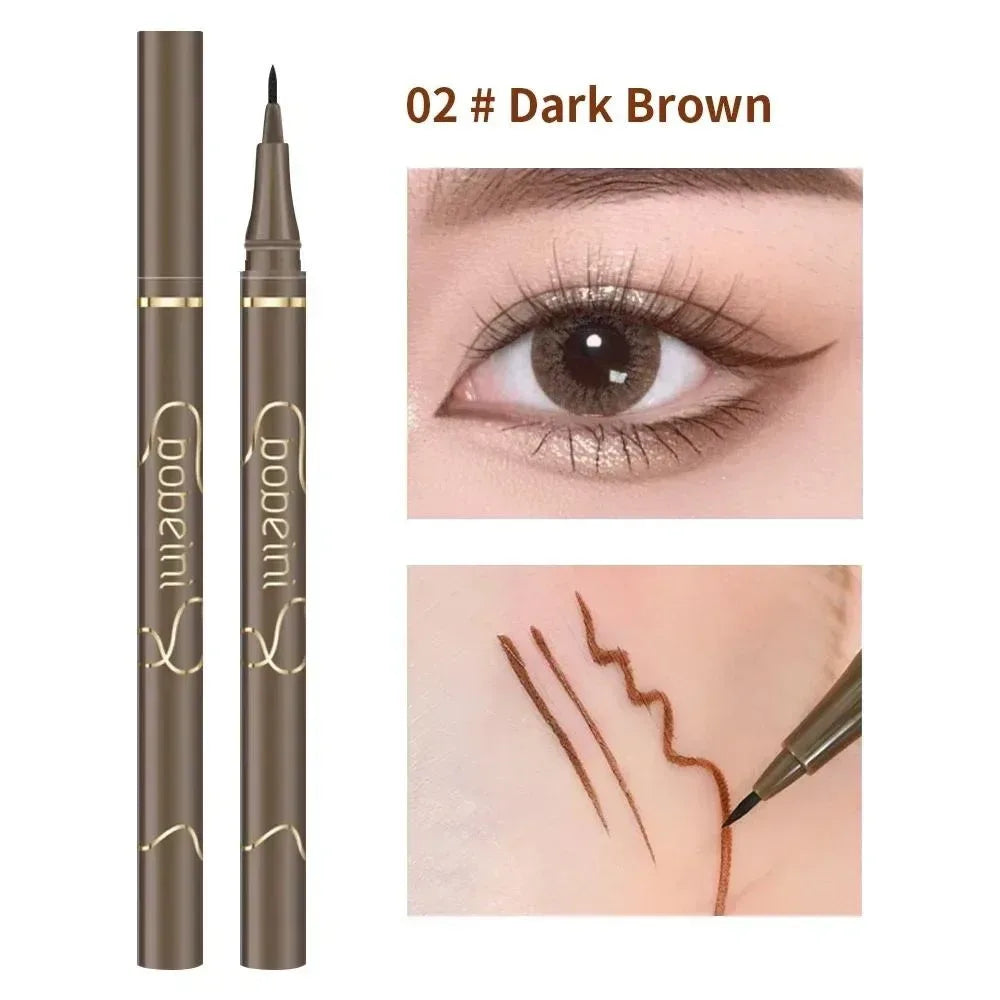 Waterproof Quick-drying Liquid Eyeliner/ultra-fine Matte Black Brown/long-lasting Silkworm Eyeliner/eye Makeup/gifts - Mumzar