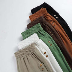 Summer plus size Stretch Harem Pants Mother Thin Summer Baggy Pantalones Women  Casual Button High Waist Trousers