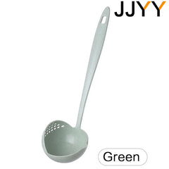 JJYY ملعقة مطبخ 2 في 1 ملعقة بمقبض طويل مصفاة بلاستيكية أدوات مائدة ملعقة وعاء ساخن