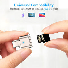 قارئ بطاقة SD من النوع C مع غلاف من سبائك الزنك، قارئ بطاقة SD مع محول USB C إلى USB، مناسب لأجهزة الكمبيوتر المحمولة، ماك بوك، سامسونج جالاكسي