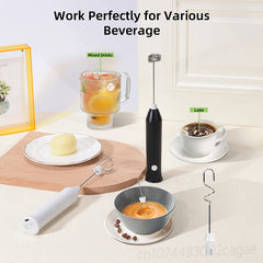 MINI Coffee Frother USB Rechargeable 3 Speeds Foam Maker Coffee Milk Mixer Electric Handle Blender Egg Beater Hot Cooking Tools