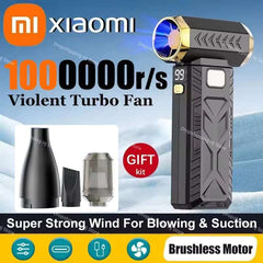 Xiaomi 2in1 Violent Fan 1000000RPM Super Powerful Air Blower Vacuum Blowing Suction For Dust Cleaner Brushless Turbo Strong Wind