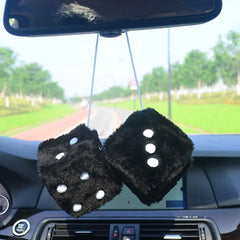 1Kit Fuzzy Plush Dice with Dots Retro Square Plush Hanging Mirror Fuzzy Dices Kid Toys For Pink Car Interior Ornament Decoration