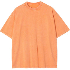 American Style Retro Heavyweight Solid Color Short Sleeved T-shirt Men Women Summer Street Trendy Washed Old Oversized Clothes