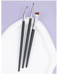 3pcs Eye Makeup Brush Ultra Fine Eyeliner Brush Set, Including Straight, Angled, Bent Tip, Suitable For Makeup