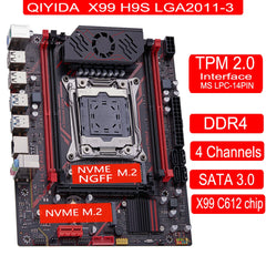لوحة أم QIYIDA X99 TPM 2.0 واجهة LGA 2011 3 مع NVME NGFF M.2 تدعم 4 قنوات X99 C612chip DDR4 ذاكرة SATA3.0 USB3.0