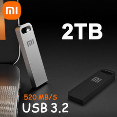 محرك أقراص فلاش معدني XIAOMI بسعة 2 تيرابايت USB 3.2 فائق السرعة لنقل البيانات، محرك أقراص USB صغير من النوع C، محرك أقراص USB مقاوم للماء