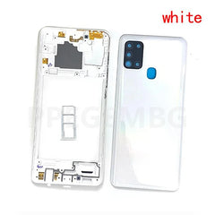 For Samsung Galaxy A21s A217 Housing Middle Frame Chassis battery cover shell Lid Case Rear Back Panel camera Glass Sim slot