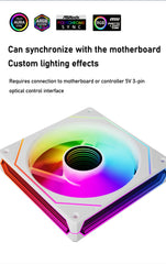 مروحة تبريد هادئة للكمبيوتر ZEZZIO PRISM 6 PRO 120 مم ARGB للتحكم في درجة الحرارة PWM 5 فولت 3 سنون مرآة لا متناهية ثلاثية الجوانب