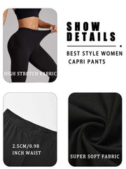 3 Pack Women's High Waisted Capri Super Soft Tummy Control No See Through Workout Yoga Running Athletic Push Up Gym Leggings