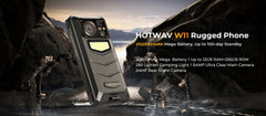 HOTWAV W11 Rugged Phone 6.6'' FHD+12GB+256GB 20800mAh Battery smartphone 64MP Camera Android 13 NFC Mobile Phone