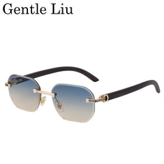 Vintage Square Rimless Sunglasses Men 2025 Luxury Brand Trendy Frameless Punk UV400 Eyewear Anti Blue Light Prescription Glasses