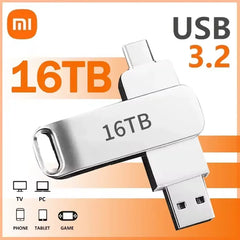 محرك أقراص فلاش Xiaomi 16 تيرابايت USB 3.2 عالي السرعة لنقل USB Type-c 2 في 1 8 تيرابايت 16 تيرابايت OTG Pendrive قرص فلاش مقاوم للماء للكمبيوتر